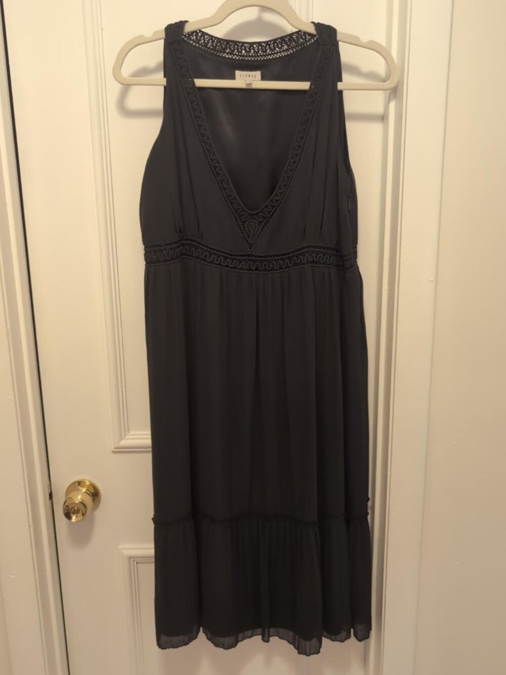 Vintage Feraud Louis women 16 XL crochet neck maxi dress 100% silk lined